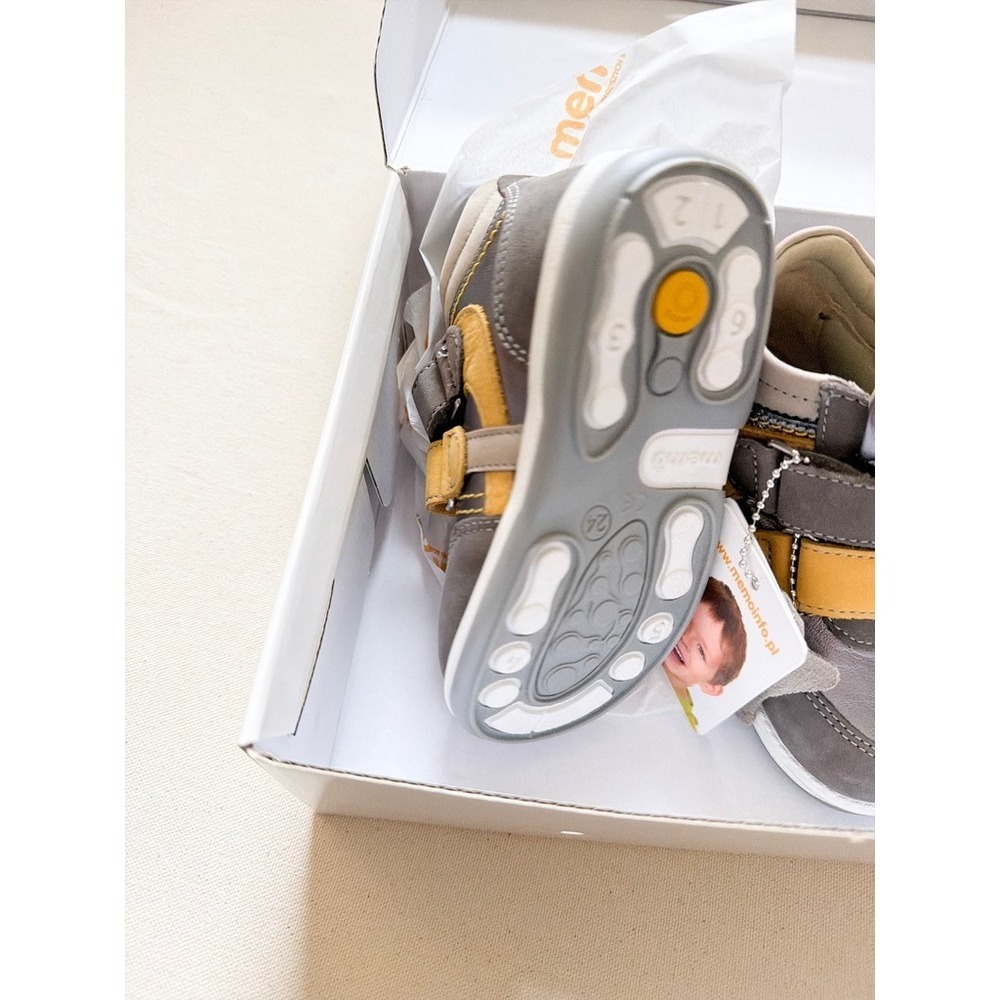 Memo Orthopedic Corrective Kids Boots Grey Yellow Leather EU 24 Diagnostic Sole - Picture 4 of 6